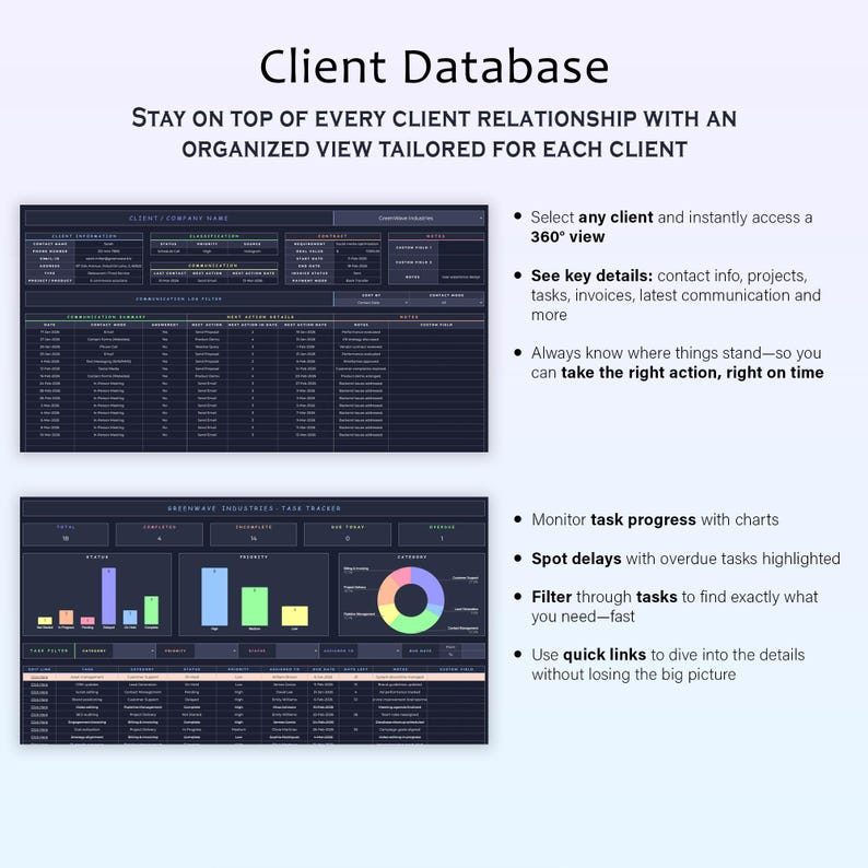Client Tracker CRM Template Invoice Tracker Spreadsheet for Small ...