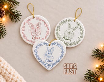 Custom Rabbit Ornament Personalized Rabbit Memorial Ornament Photo Hare Remembrance Gift Loss of Bunny Keepsake Rabbit Portrait Gift