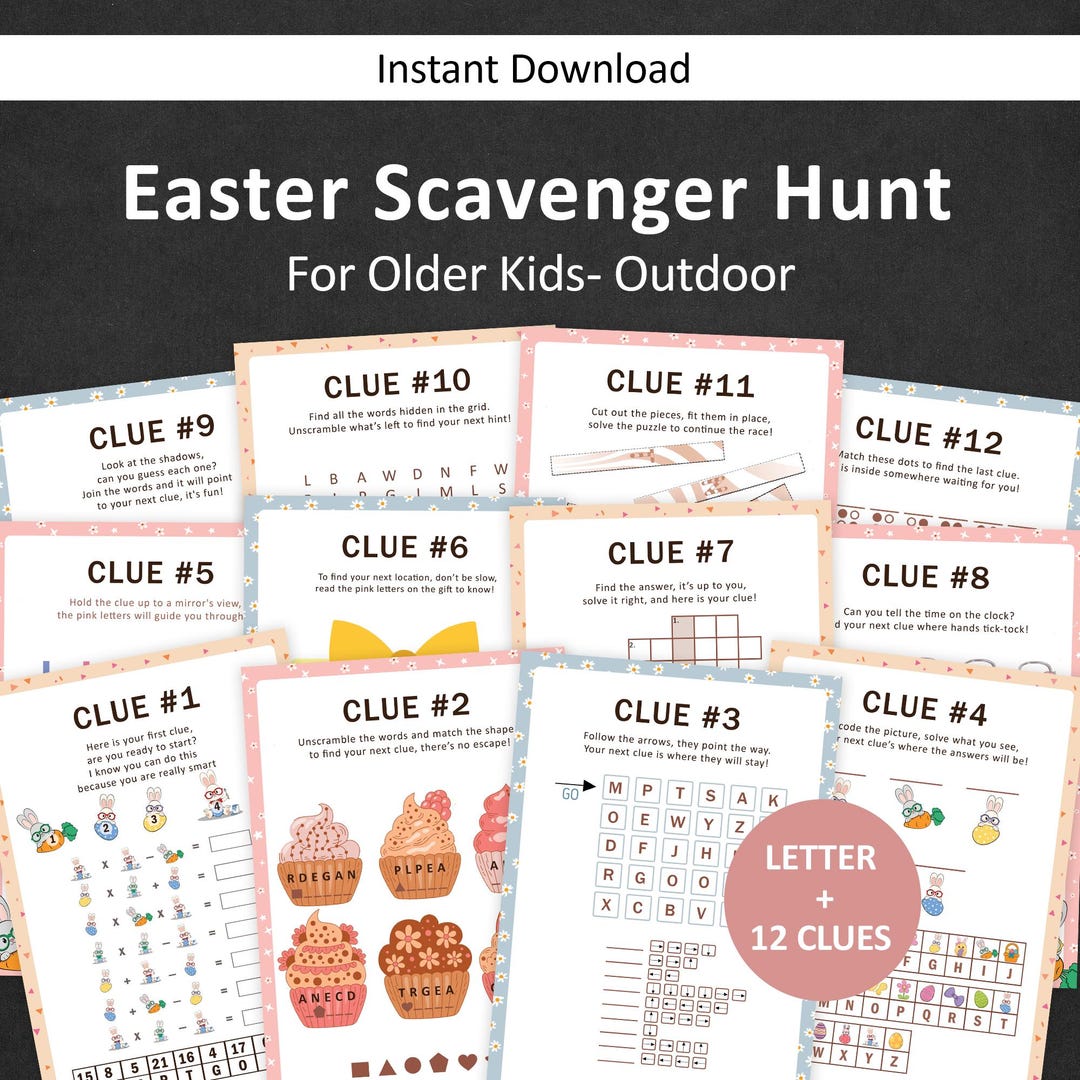 Easter Scavenger Hunt for Teens Easter Treasure Hunt Clues for Older ...