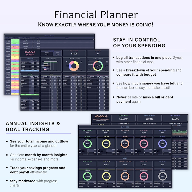 Life Planner Digital Planner Daily Planner Google Sheets Budget Tracker ...