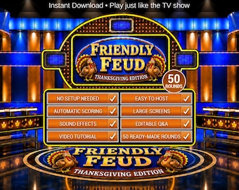 Thanksgiving Feud Family Game Thanksgiving Friendly Feud Thanksgiving Games Dinner Party Game Trivia Quiz