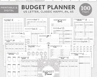 Budget Planner Printable Finance Tracker A4 Finance Planner A5 Monthly Budget Journal Financial Book Budget Binder Bill Tracker Savings PDF