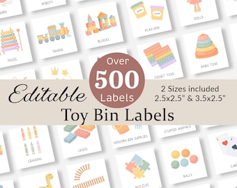 Toy Bin Labels Playroom Label Trofast Toy Storage Box Organization Kids Picture Daycare Visual Stickers Classroom Pre-k Homeschool EDITABLE