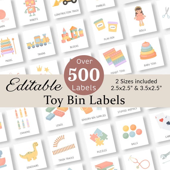 Toy Bin Labels Playroom Label Trofast Toy Storage Box Organization Kids Picture Daycare Visual Stickers Classroom Pre-k Homeschool EDITABLE