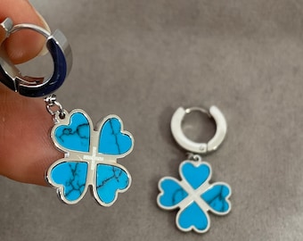 Gold - Silver Stainless Steel Four Leaf Clover Earrings