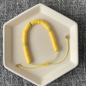 Yellow | Heishi | Adjustable | Wax Cord | Waterproof | Anklet | Polymer Clay | 4MM or 6MM