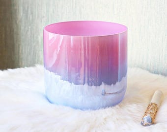 Crystal Singing Bowl，Gold Quartz,432 Hz 6-8″ with Mallets and carrying bag