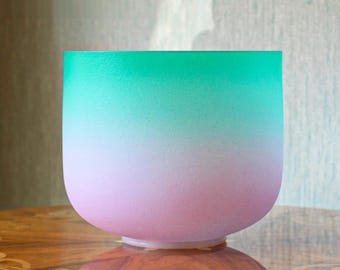 Rainbow Crystal Singing Bowl Set: 7 Chakra Quartz, 432H zwith Mallets and carrying bag