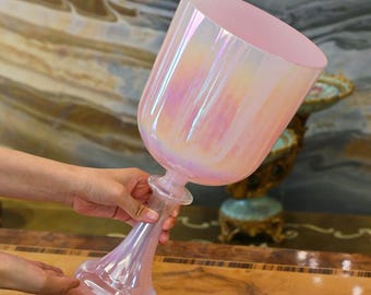 Iridescent Crystal Singing Bowl - 432Hz Quartz Sound Healing, Striker and Carry Case