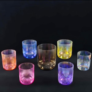 432Hz Crystal Singing Bowl: Iridescent Gold Quartz, 7 Chakras, Includes Mallet