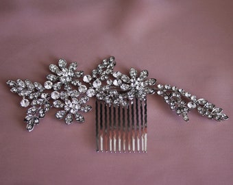 Silver bridal haircomb bridal headpiece green bridal hair jewelery bridal dress bridal hair comb bridal hair pin prom hair accessory