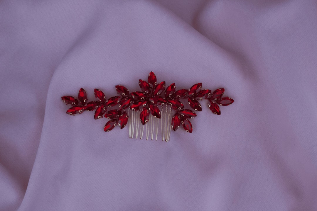 Red Bridal Bridal Headpiece Red Bridal Hair Jewelery Bridal