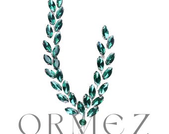Green bridal hairvine bridal headpiece green bridal hair jewelery bridal dress bridal hair comb bridal hair pin prom hair accessory one side