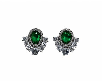 Green Bridal earrings bridal jewelry bridal earrings bridal hair accessories