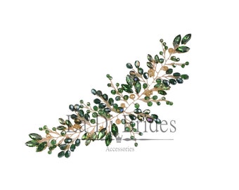 Green hair vine, green bridal hair vine, green hair accessory, bridal hair jewellery