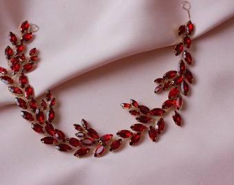 Rote Haarranke, rotes Henna-Haarteil, rotes Henna-Haar-Accessoire, Braut-Haarranke, Braut-Haar-Accessoires, La di Brides, Ladibrides