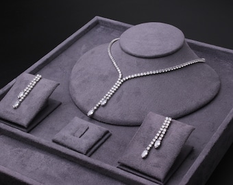 Silver bridal jewelery set silver wedding jewelery set
