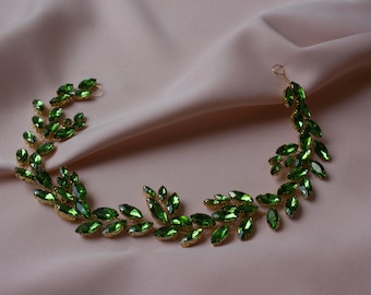 Imani green bridal hair vine green wedding hair vine wedding green tiara hair accessory prom hair accessory