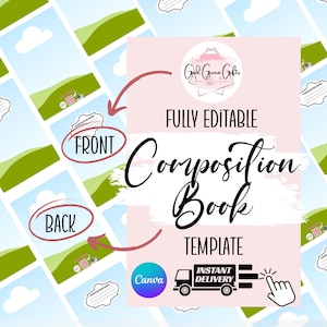 Editable Composition Book Cover Templates | Canva Drag & Drop Bundle | Printable Journal Covers for DIY Notebooks