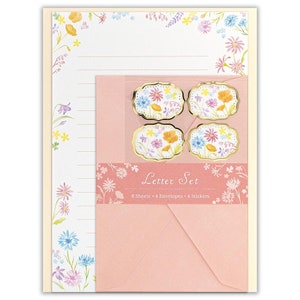 Éclat floral : jeu de lettres japonaises au format A5 avec cachet élégant