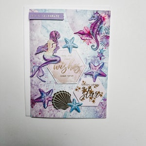 Carte d'anniversaire faite main | Cartes Sirène | Joyeux anniversaire | carte 3D | Carte d'anniversaire unique | carte d'anniversaire fille |