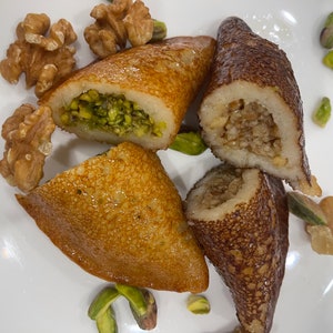 Atayef (Kataif) Dozen, Free UPS 2 Days, The Ultimate Lebanese Pancake Dessert with Pistachio and or Walnuts