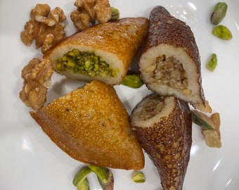 Atayef (Kataif), The Ultimate Lebanese Pancake Dessert with Pistachio and or Walnuts (12 count)