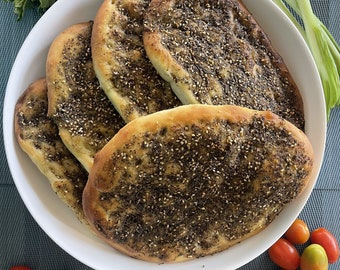 10 Organic Zaatar Pie - Wild Thyme Pie - on Flat Soft and Tender Bread