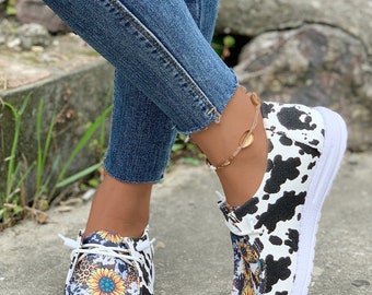 Leopard Sunflower Cow Print Dupe Shoes 