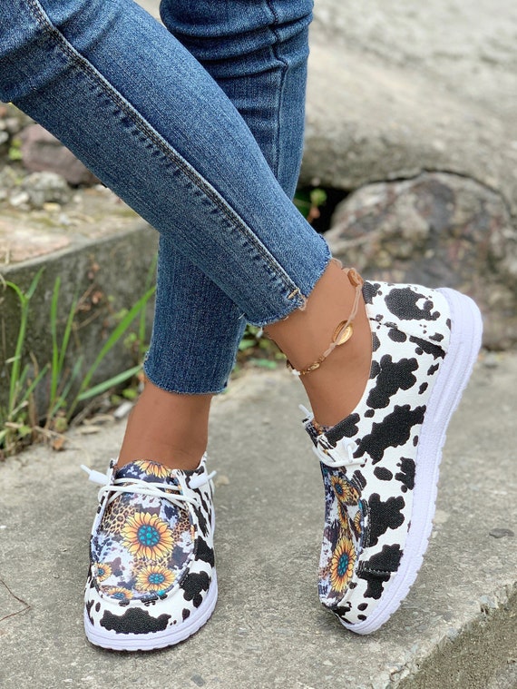 Leopard Sunflower Cow Print Dupe Shoes 