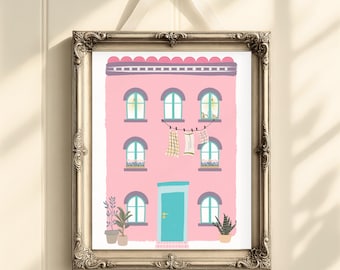 Whimsical Pink Abode: Lively & Imaginative Home Decor Print