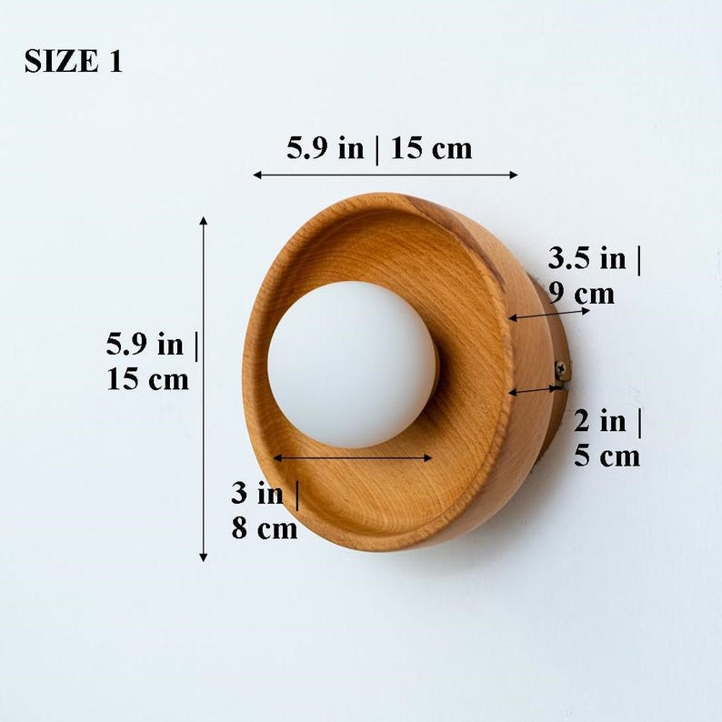 Rund vägglampa i valnöt, väggbelysning för heminredning, organisk rustik vägglampa, modern boho väggbelysning, skandinavisk vägglampa bild 7