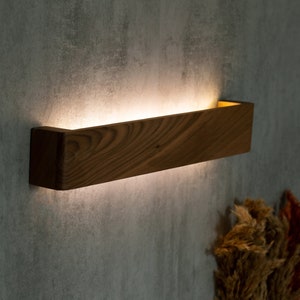 Wooden Wall Lights, Wood Commercial Sconce, Walnut Wood Wall Led Light,Dimmable Industrial Sconce, Solid Walnut Linear Wall Sconce,30x3x2 in