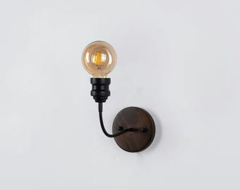 Adjustable Arm Wood Wall Sconce, Bedside Wall Lighting, Minimalist Reading Wall Lamp, Vintage Sconce Lighting, Industrial Wall Light Fixture