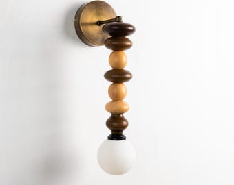 Elegant Wall Lighting Fixture, Wooden Wall Sconce, Unique Wall Lamp for Home Decoration, Glass Bulb Wall Sconce, Contemporary Wall Lighting