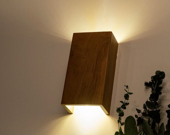 Lámpara de aplique de madera de nogal, apliques de pared de madera, iluminación de decoración industrial, luces de madera rústica maciza, bombilla LED incluida (11 x 5 x 3 pulgadas)