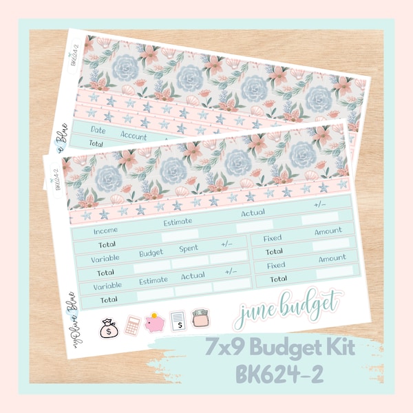BK624-2 | JUNE Design 2 2024 | Monthly Budget Stickers | 7x9 Erin Condren and Plum Paper | Cashless budgeting spreads