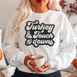 Turkey and Touchdowns SVG and PNG, Thanksgiving SVG, Turkey Svg, Football Svg, Fall Svg, Thanksgiving Shirt Svg, Cricut, Silhouette, Instant