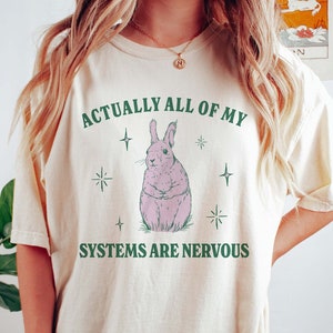 Actually All Of My Systems Are Nervous Funny Mental Health Shirt Meme Shirt Anxiety Tee Coquette Fairycore Weirdcore Shirts that go hard