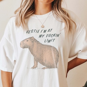Bestie I&#39;m At My Fuckin Limit Capybara shirt Weirdcore Clothing Weird Shirts Ironic Meme Tee Goblincore Fairycore Light Academia Clothing