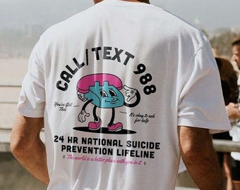 Bel tekst 988 National Suicide Lifeline Mental Health Shirt Angst Shirt Depressie Zelfmoordbewustzijn ADHD Neurodivergent Counselor Shirt