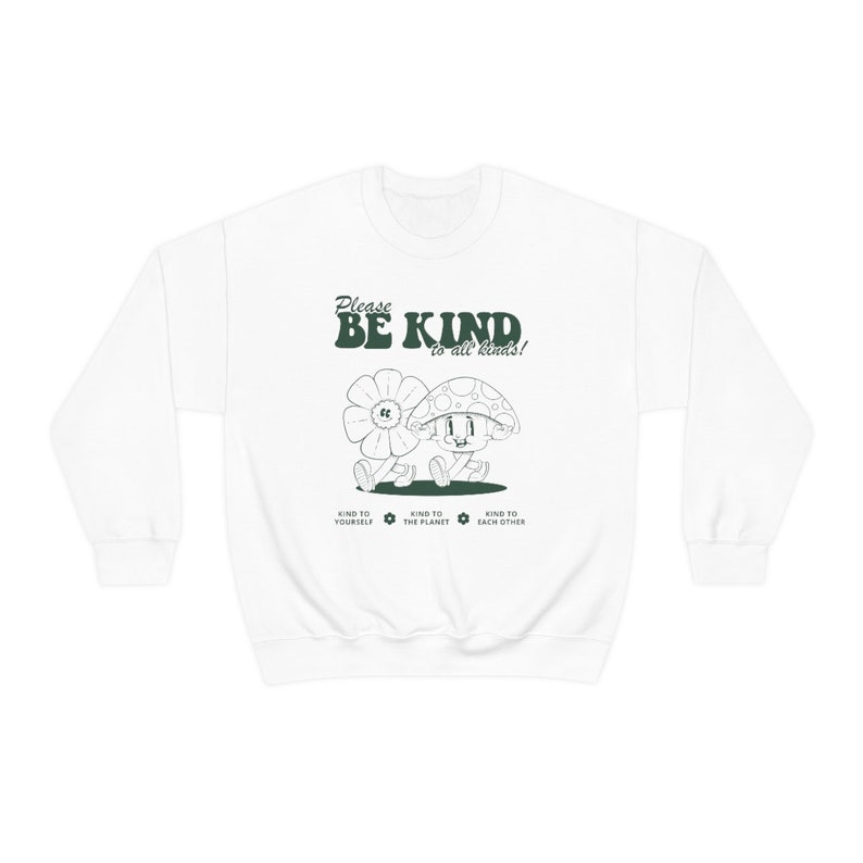 Be Kind To All Kinds Mushroom Sweatshirt Mushroom Hoodie Granola Girl Sweatshirt Mental Health Sweatshirt Goblincore Hoodie Trendy Crewneck image 5