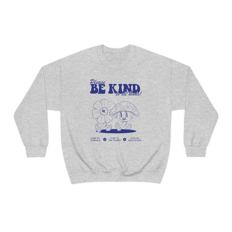 Be Kind To All Kinds Mushroom Sweatshirt Mushroom Hoodie Granola Girl Sweatshirt Mental Health Sweatshirt Goblincore Hoodie Trendy Crewneck image 6