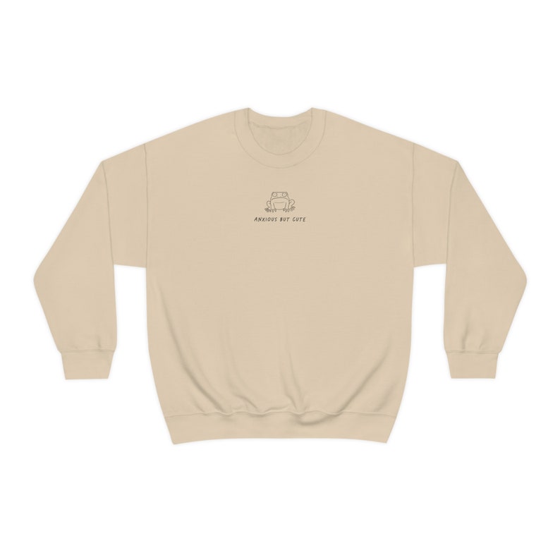 Anxious But Cute Funny Frog Sweatshirt Cute Frog Hoodie Aesthetic Sweatshirt Anxiety Sweatshirt Cottagecore Clothing Goblincore Clothing image 5