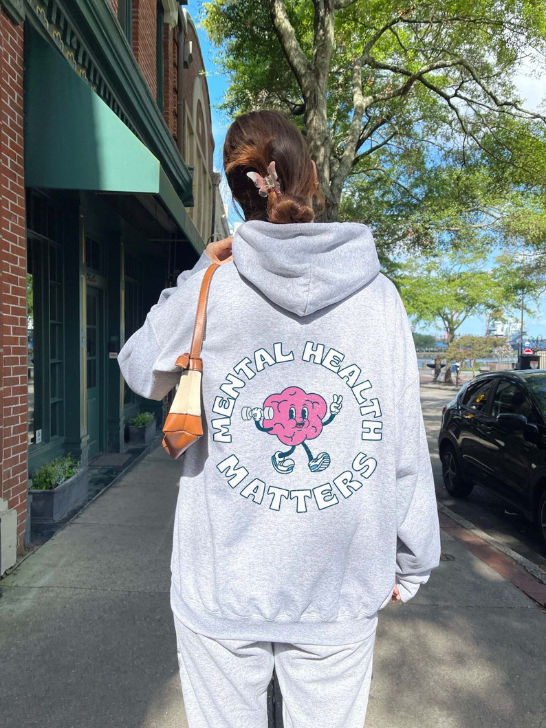 Mental Health Matters Mental Health Hoodie Mental Health Sweatshirt Y2k Hoodie Preppy Hoodie Trendy Sweatshirt Anxiety Depression ADHD image 2