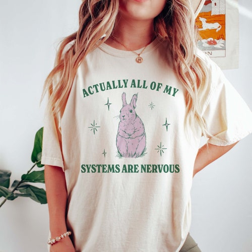 Eigentlich sind alle meine Systeme nervös Lustige psychische Gesundheit Shirt Meme Shirt Angst T-Shirt Coquette Fairycore Weirdcore Shirts, die hart gehen