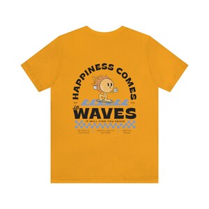 Happiness Comes In Waves Mental Health Shirt Anxiety Shirt Surfer Sun Retro Graphic Tee VSCO Self Care Aesthetic Sun 988 Suicide Awareness image 5