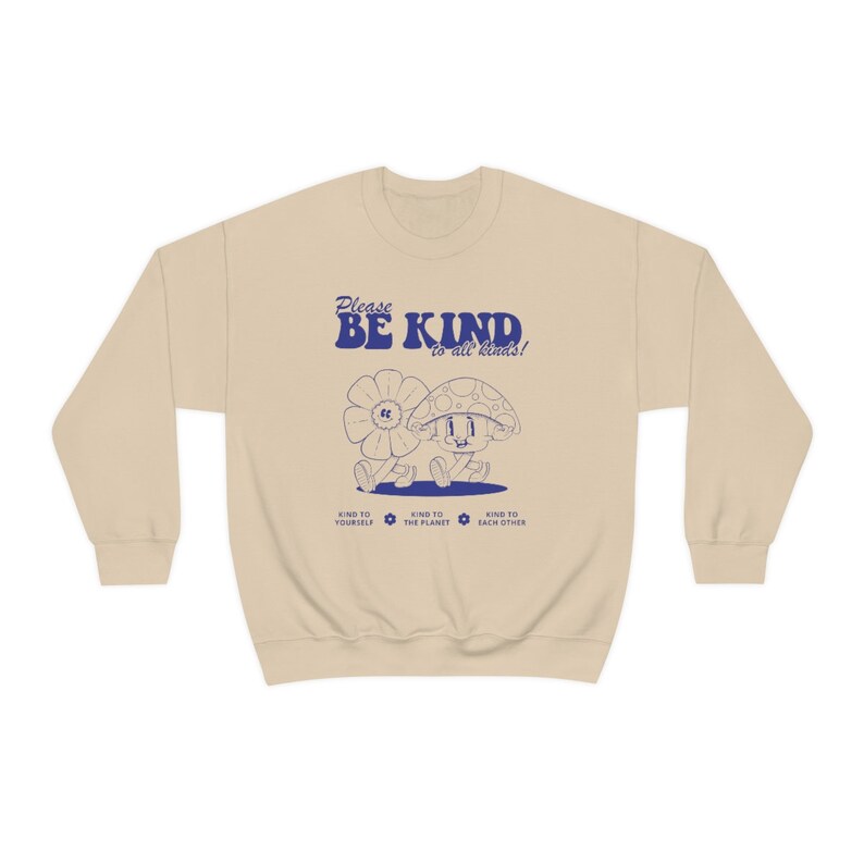 Be Kind To All Kinds Mushroom Sweatshirt Mushroom Hoodie Granola Girl Sweatshirt Mental Health Sweatshirt Goblincore Hoodie Trendy Crewneck image 7