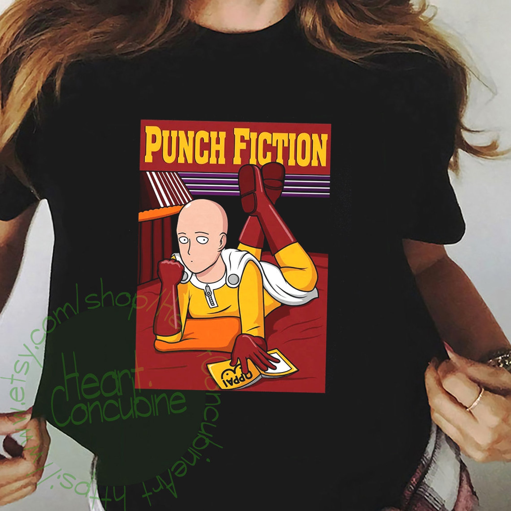 Discover Maglietta T-Shirt One-Punch-Man Uomo Donna Bambini - Punch Fiction Anime Vintage