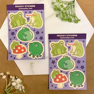 Cute Beach Frog Sticker Set